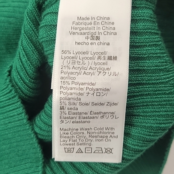 J Crew TENCEL™ lyocell-blend ribbed turtleneck sweater Festive Green S NWT BJ603 - Picture 6 of 12
